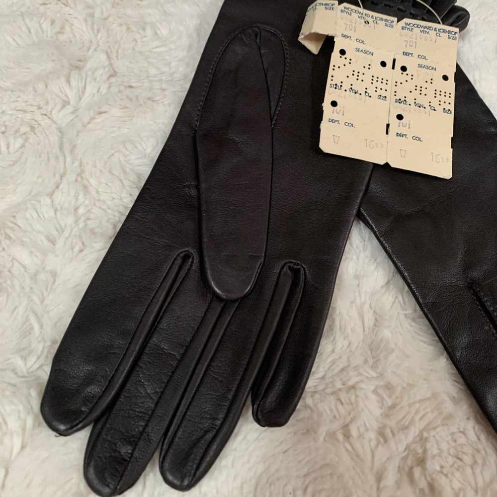 Vintage Aris Brown Leather Gloves Size 7 1/2 - Picture 2 of 5